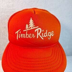 Vintage Timber Ridge Hat Cap With Rope Orange White Logo